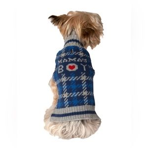 Vibrant Life Holiday Blue Mama'S Boy Plaid Dog Sweater And Cat Sweater